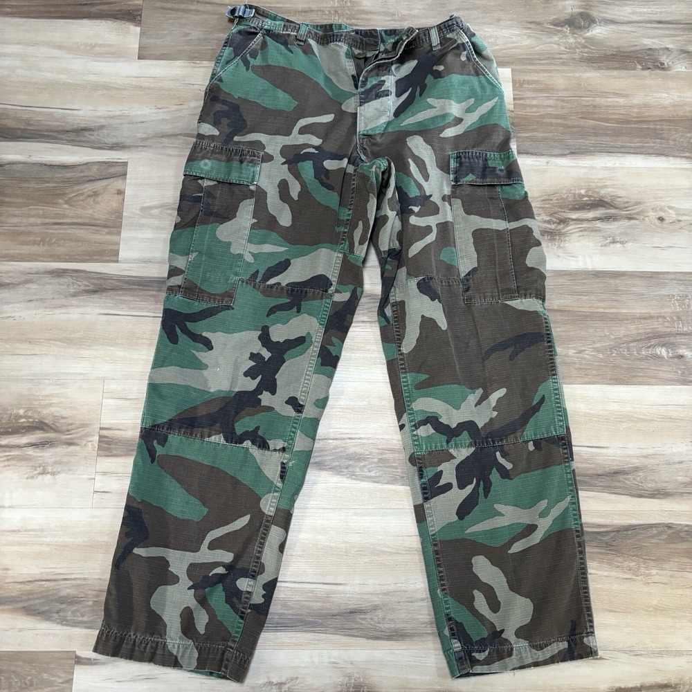US Military Cargo Pants Small Regular Woodland Camo Ripstop Combat Trousers 90s